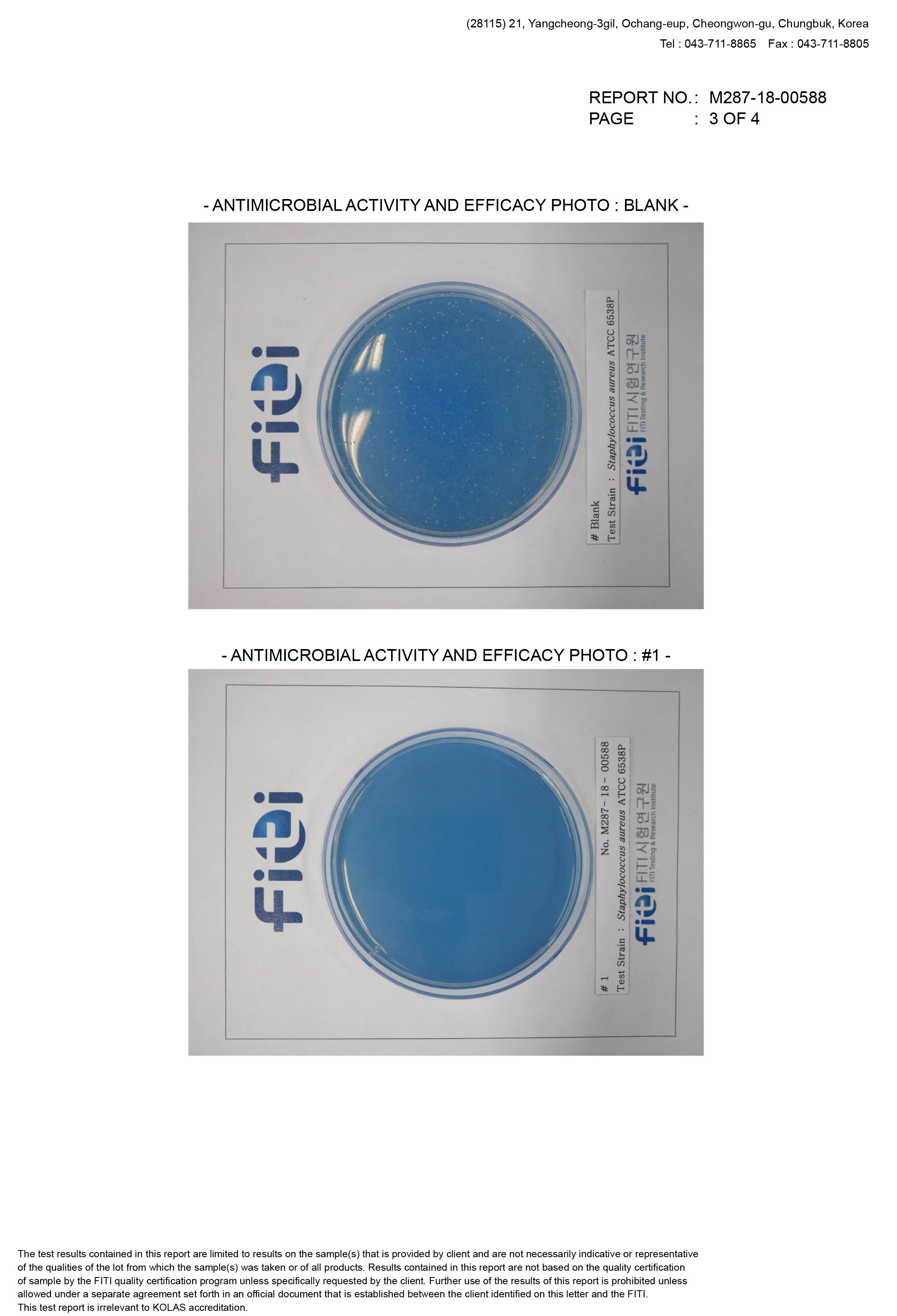antimicrobial test report by FITI