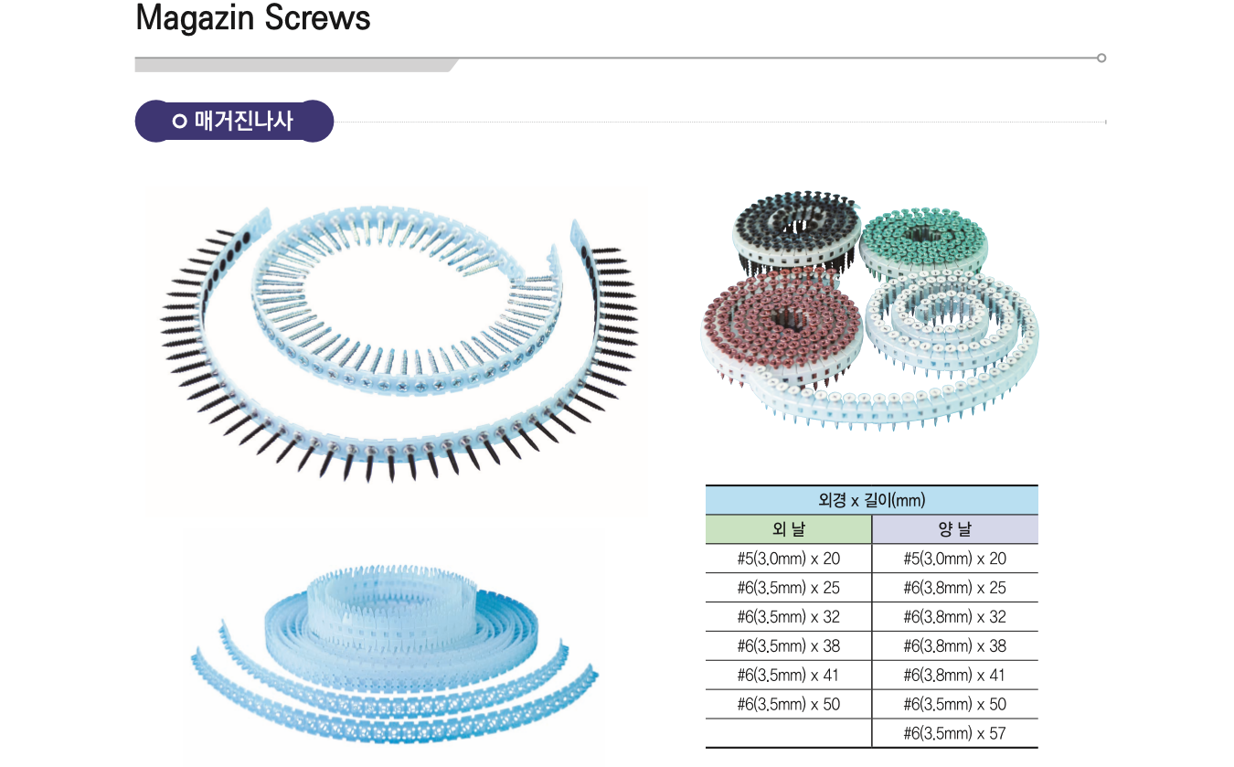 collated with plastic strip and screw