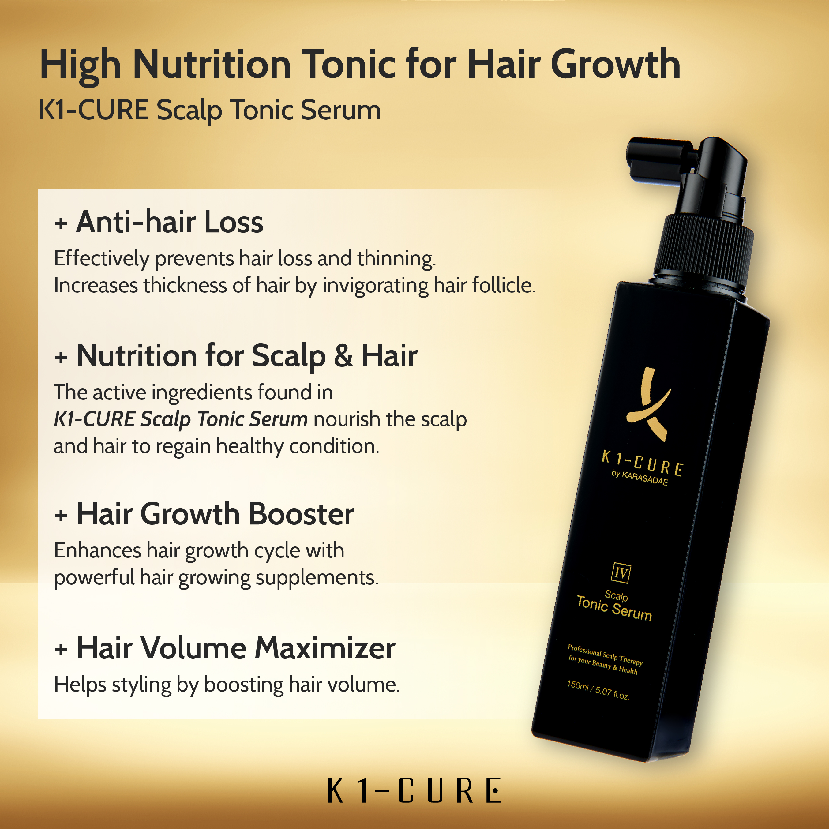 HAIR STRENGHTENING K1CURE SCALP TONIC SERUM 150ml