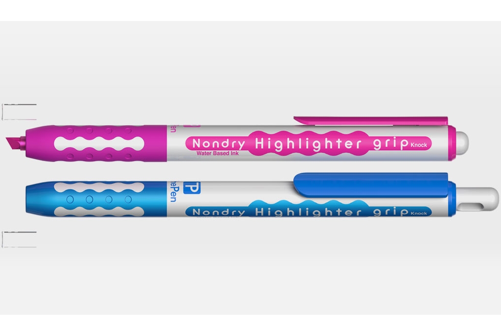 Retractable novel click action highlighter mar