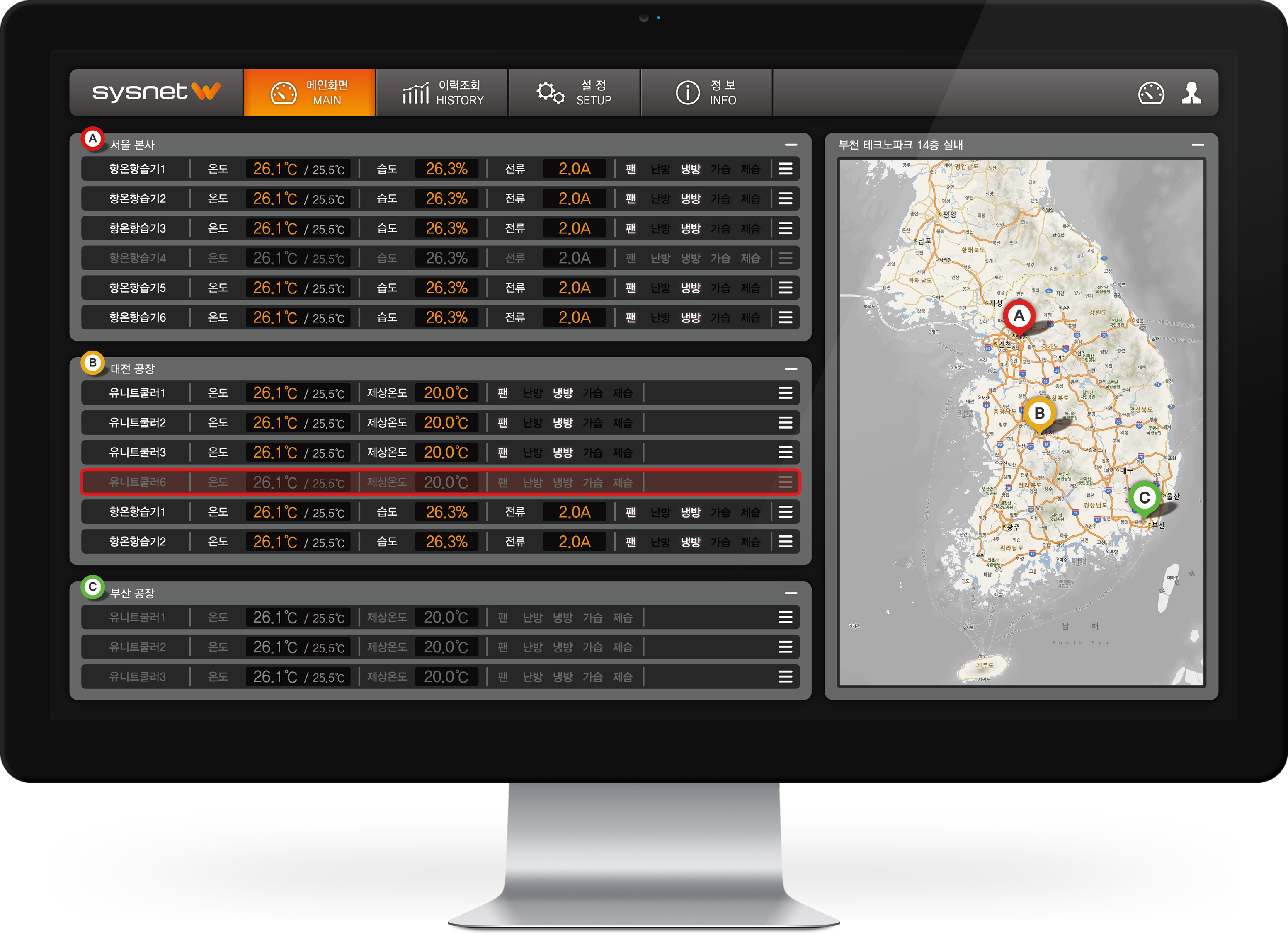 SYSnet W4 Series main screen