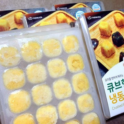 Frozen minced garlic cube
