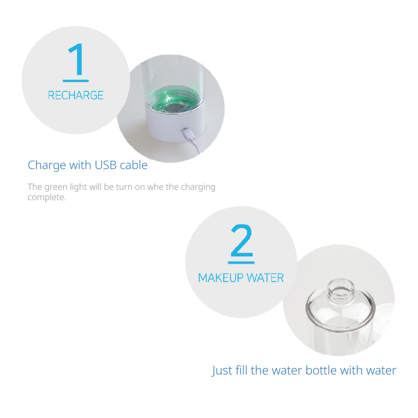 Pour plain mineral water into the bottle
