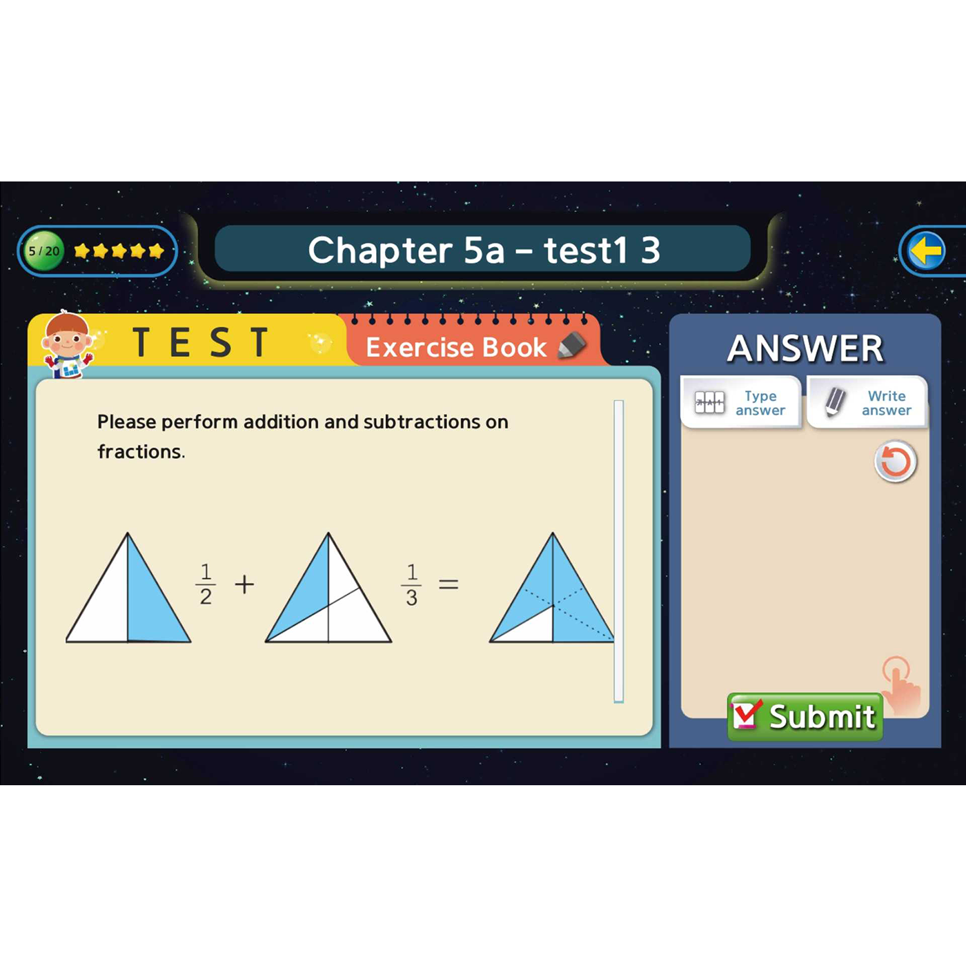 Addition and subtraction fraction test