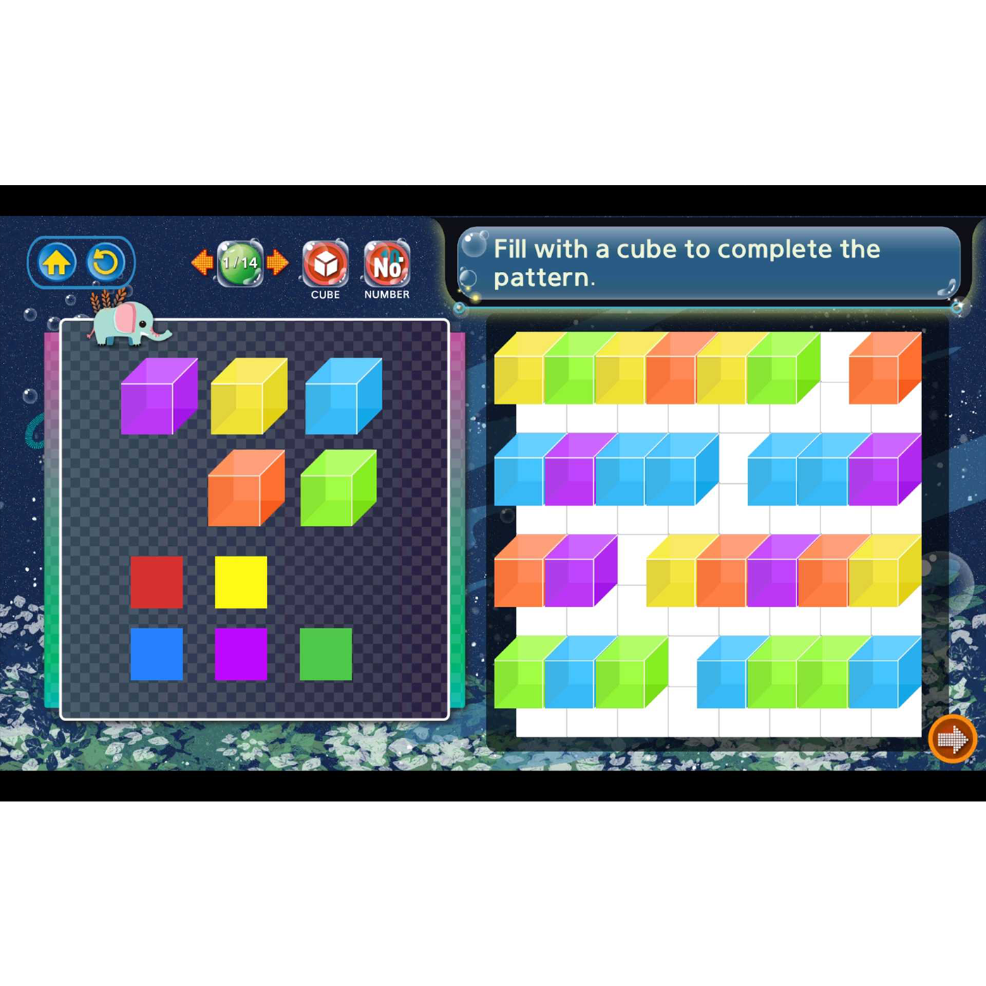 Virtual manipulative activities using cubes