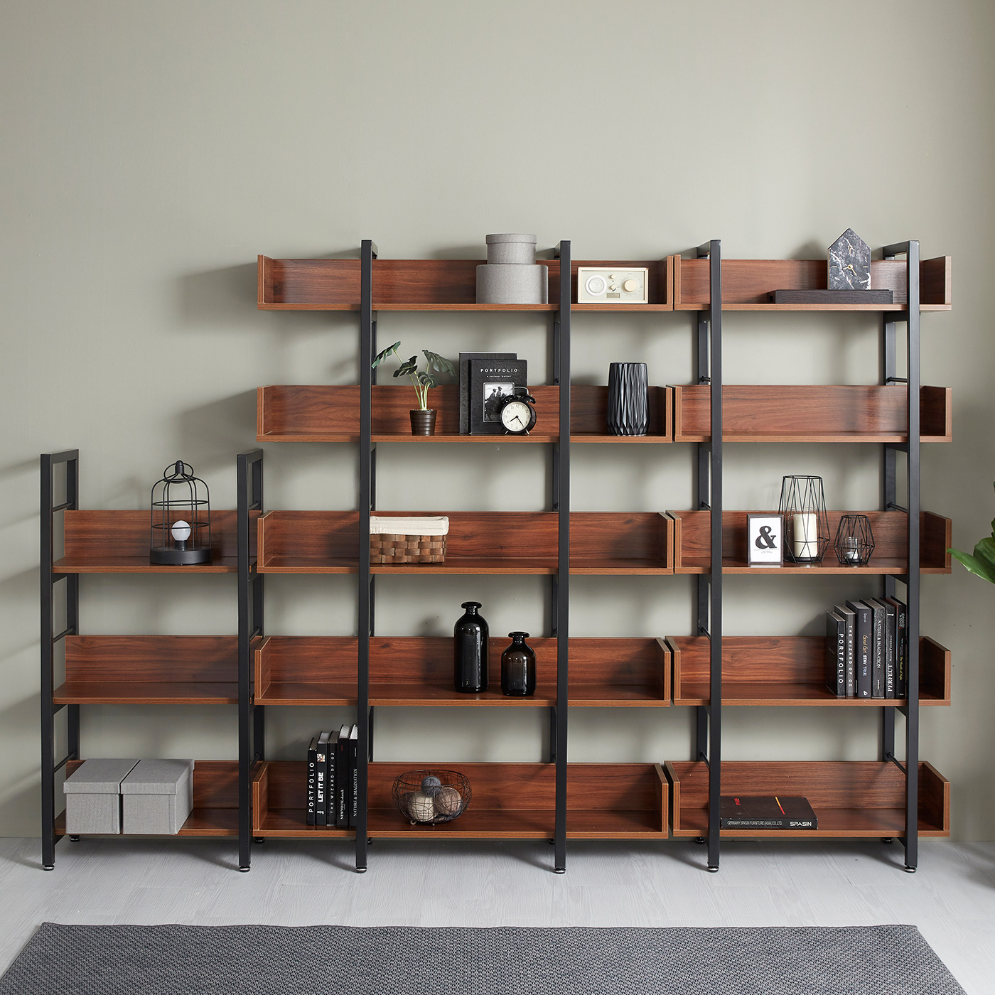 Walnut color Open and Close Shelf