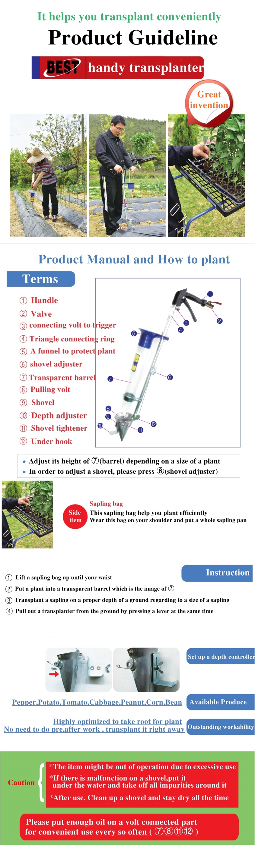 Handy transplanter, Easy and handy tool for planting