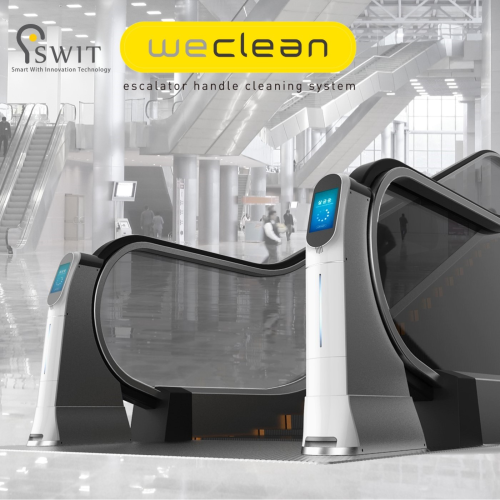 Escalator handrail sanitizer