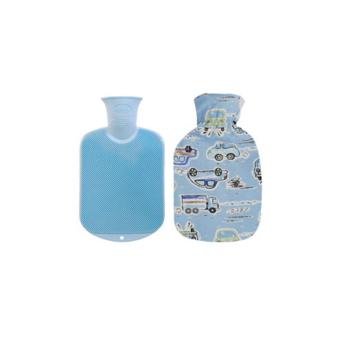 Fashy Hot Water Bottle with Cotton Cover Blue 27oz