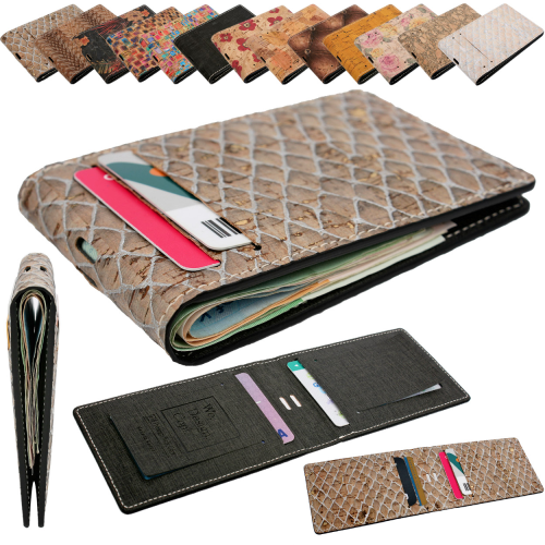 Long Slim Card Wallets  Vegetable Cork Leather