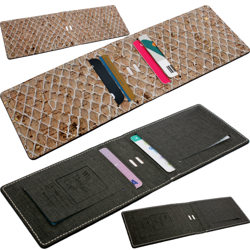 Long Slim Card Wallets  Vegetable Cork Leather