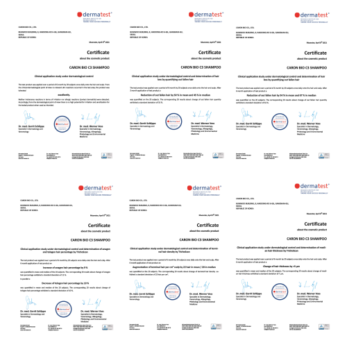 Dermatest (Germany) clinical test certifications