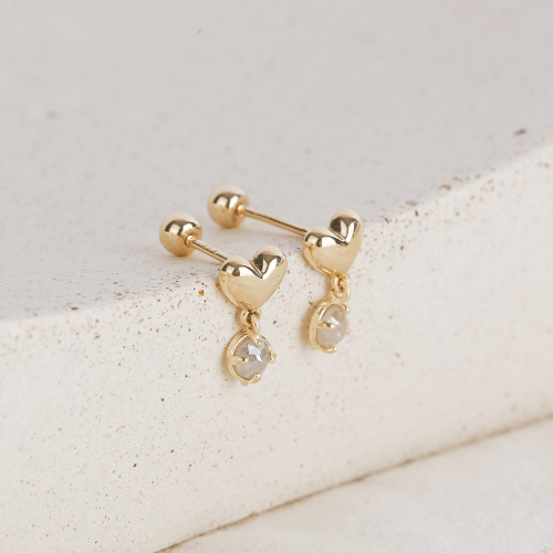 Heart Rough Diamond Drop Piercing