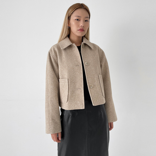 Tweed Front Pocket Jacket Beige
