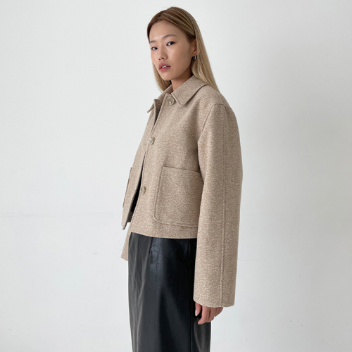 Tweed Front Pocket Jacket Beige
