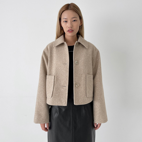 Tweed Front Pocket Jacket Beige