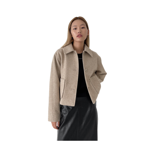 Tweed Front Pocket Jacket Beige