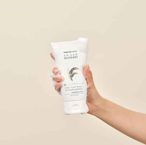 Clay mask changes to foam cleanser to remove 