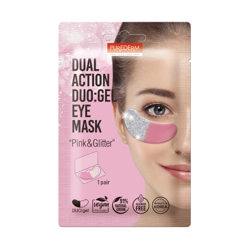 Dual Action DUO Gel Eye Mask Pink and Glitter