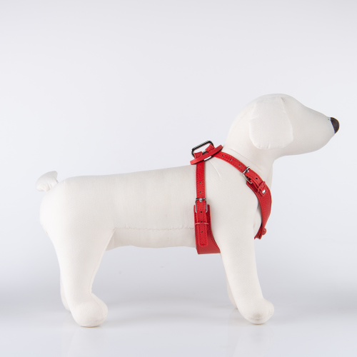 Puppy Zone Leather Harness Red