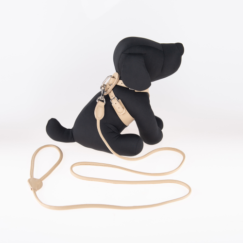 Puppy Zone Leather Harness Beige