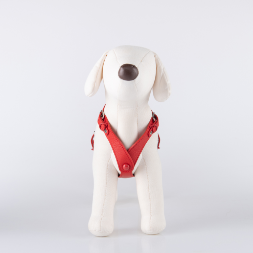Puppy Zone Leather Harness Red