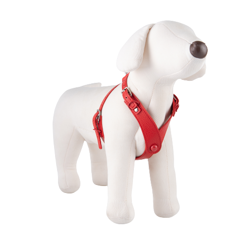 Puppy Zone Leather Harness Red