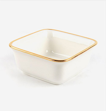 24k Gold Rim Square Bowl