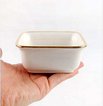 24k Gold Rim Square Bowl
