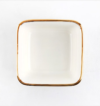 24k Gold Rim Square Bowl
