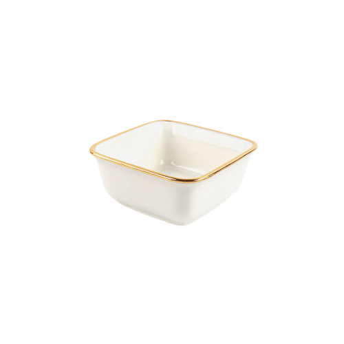 24k Gold Rim Square Bowl