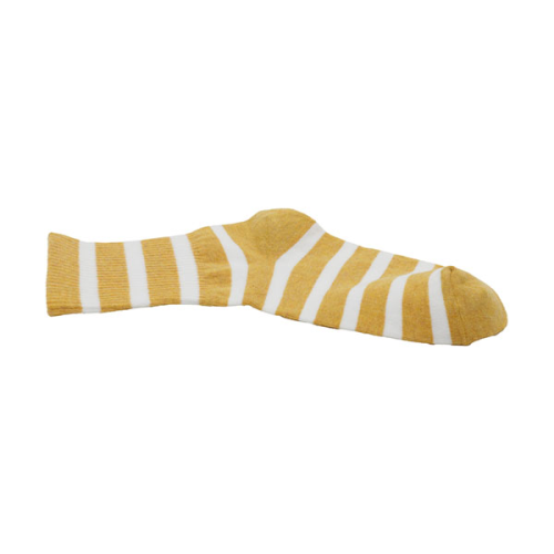 yellow cotton socks with white stripes