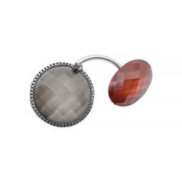 sterling silver and red garnet cabochon