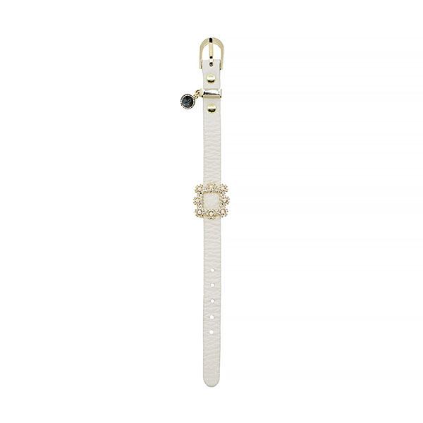 white leather strap