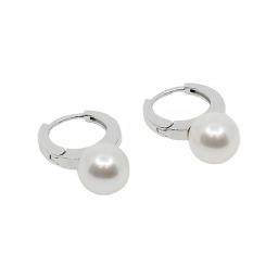 sterling silver hoop earrings with white pearls