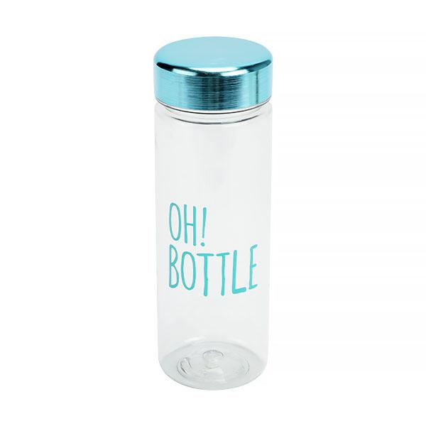 the oh bottle in blue text on a white background
