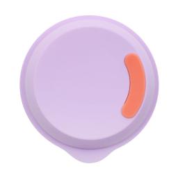 purple silicone baby teether with orange tip