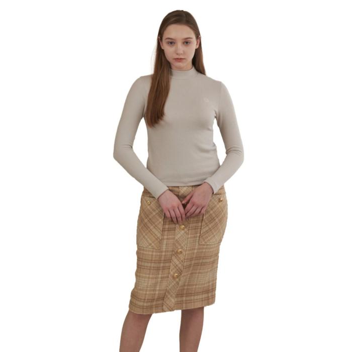the skirt in beige plaid