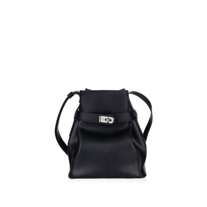 the small black vegetable tanned leather bucket bag