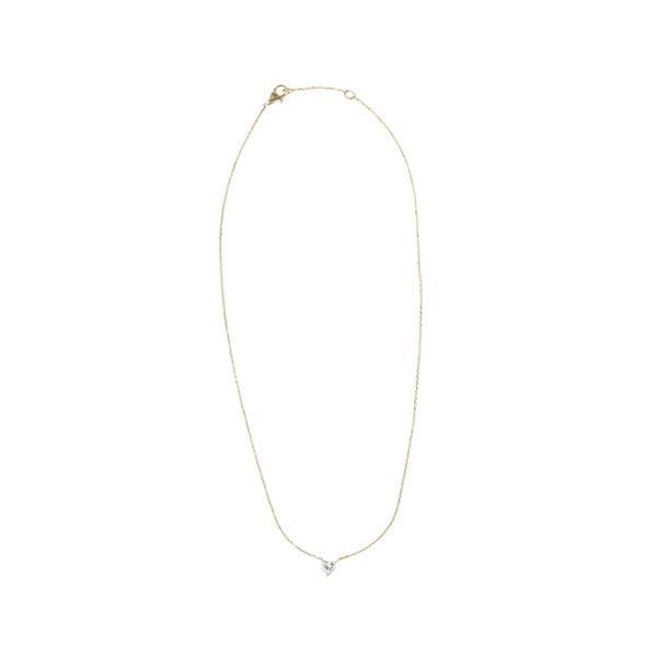 a gold chain necklace with a heart pendant