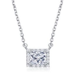 Square Crystal Pendant Necklace
