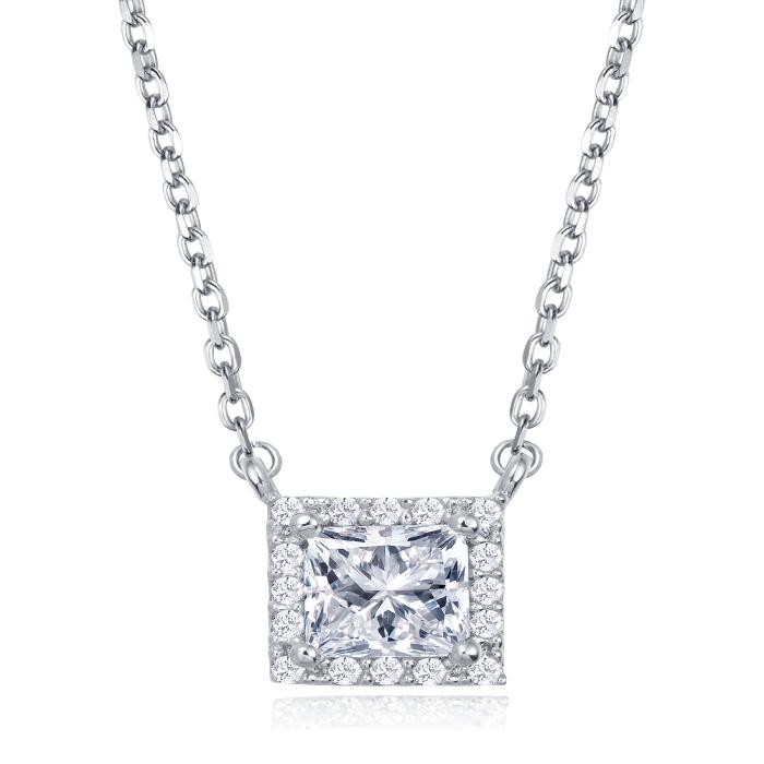 Square Crystal Pendant Necklace