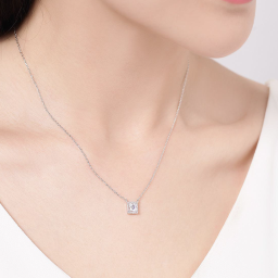 Square Crystal Pendant Necklace