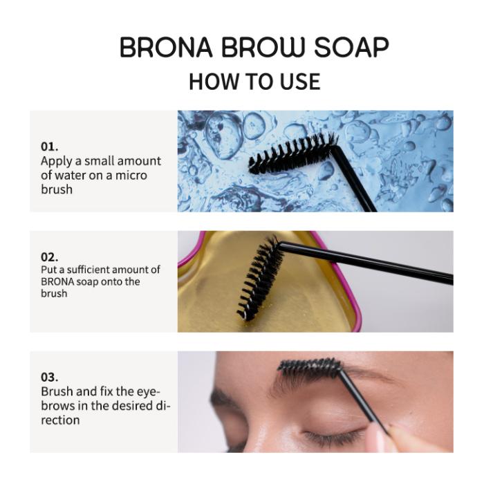BRONA BROW SOAP  - brow styling soap -
NATURAL & FULL BROW 
FOR NATURAL BROWS - BRONA BROW SAOP
A must Have item for lively eyebrows. 

For a moist and lively look all the day
Fascinating impression from the perfect eyebrows.
Eyebrow makeup is an essential item for fashionistas!