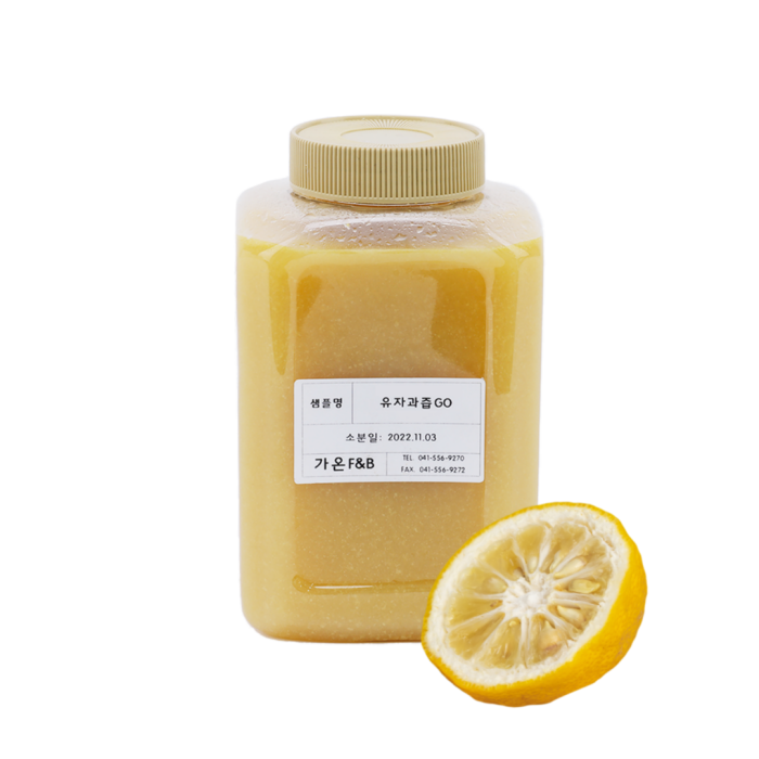 Gaon F&B used carefully selected Yuzu grown in South Korea and manufactured this Yuzu juice. Each product contains 22kg of Yuzu juice and can be used to make Yuzu based drinks.