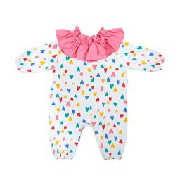 baby girls romper with pink ruffle collar