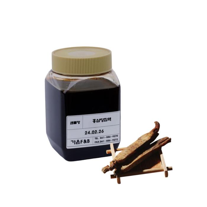 Gaon F&B used carefully selected red ginseng grown in South Korea and combined it with starch syrup to manufacture this red ginseng syrup. Each product contains 20kg of red ginseng syrup and can be used to make red ginseng based drinks.