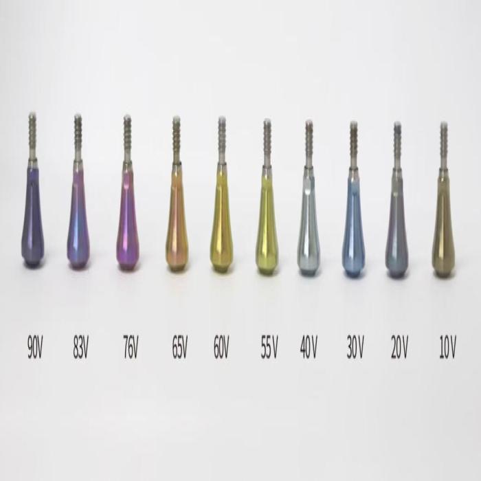 According to the different voltage, multiple colors can be presented on the surface of titanium to improve aesthetic effects.