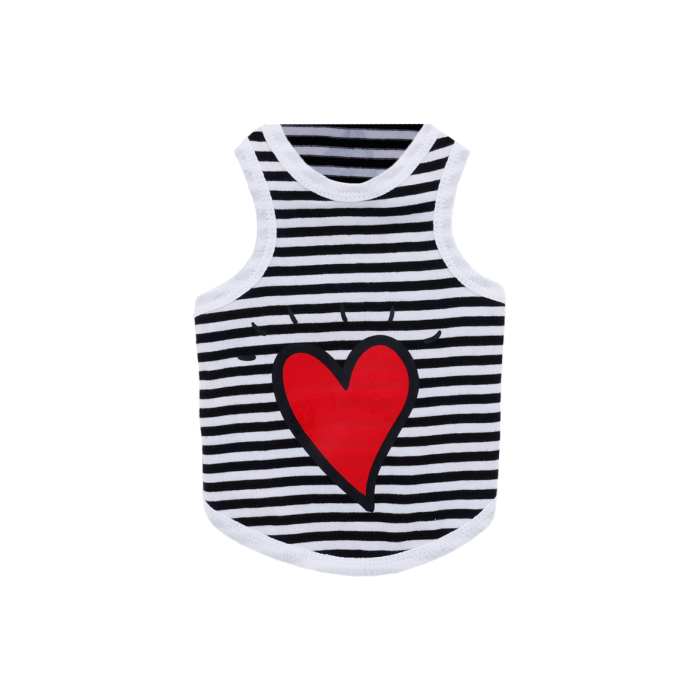black and white striped tank top with red heart