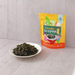 Roasted laver flakes, Seasoned with salt, Oil, Sesame seeds and variety of dried vegetables.